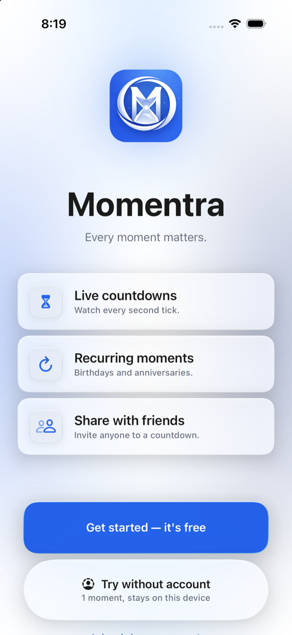Momentra — every moment matters